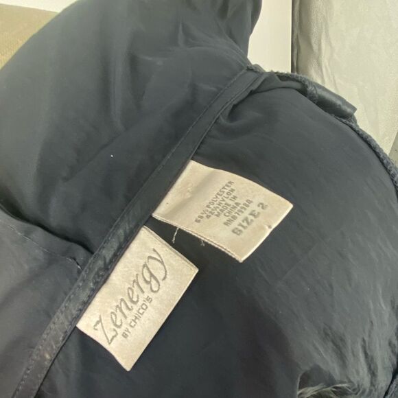 Chico’s Shiny Short Sleeve Hooded Zip Jacket Size 2 - Picture 10 of 15